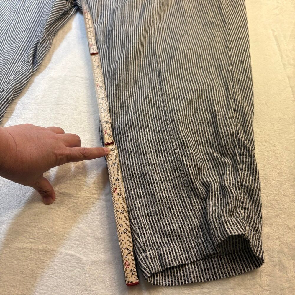 Pants Old Navy Linen Cotton Blend Pants 3X Striped Pull On High Rise Taper - Picture 2 of 7
